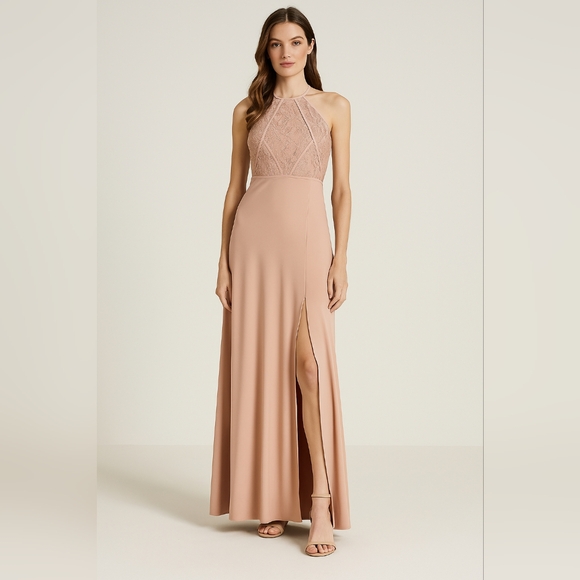 Long maxi  halter neck dress  with sequin by Morgan & co size 5/6 - Picture 1 of 17